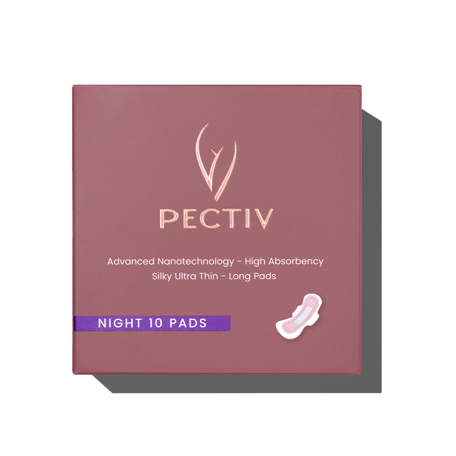 ectiv The Night long sanitary pads packaging for heavy flow and overnight leak control in Malaysia and Singapore.
