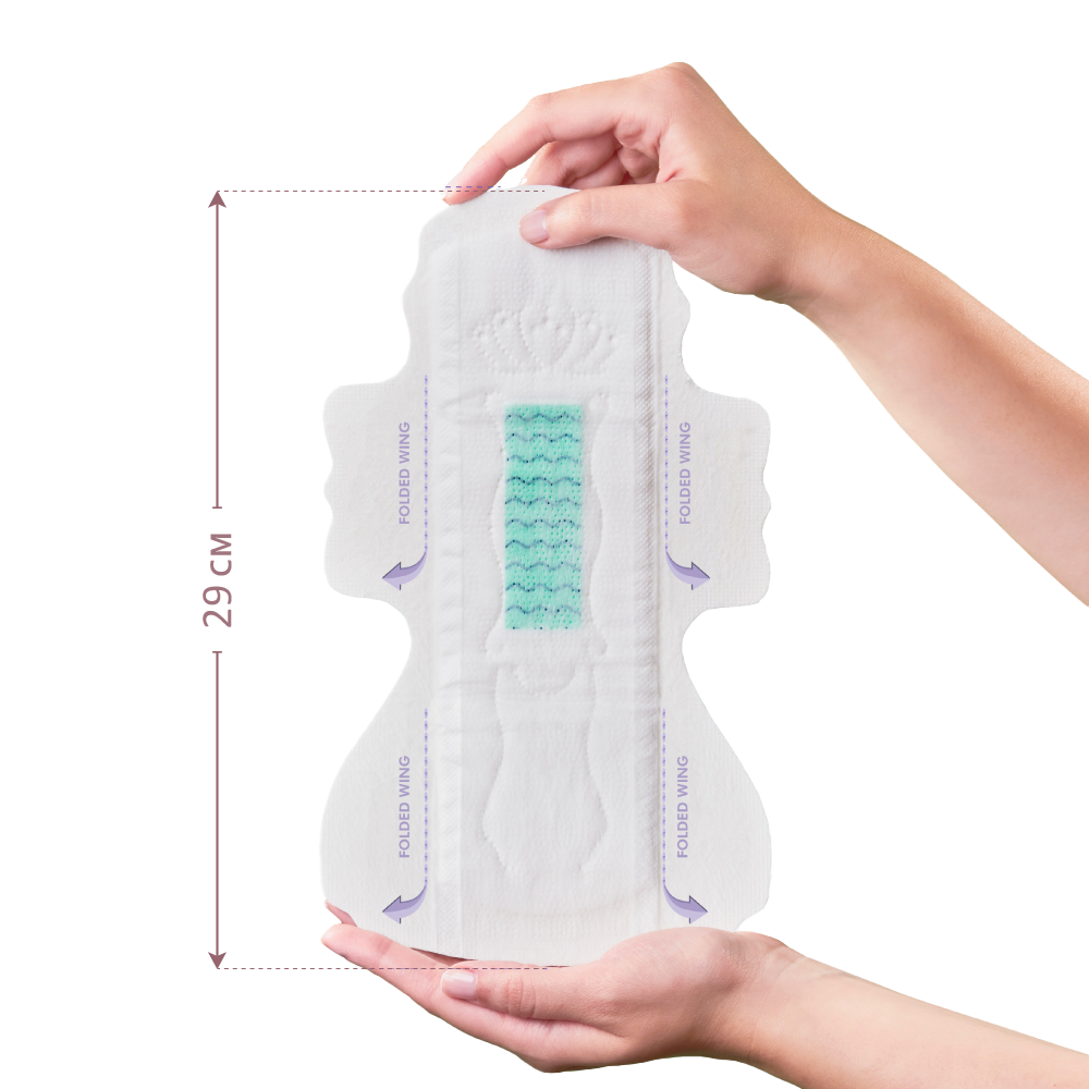 Pectiv The Night extended pad length measurement chart showing wide wing coverage for active sleep.
