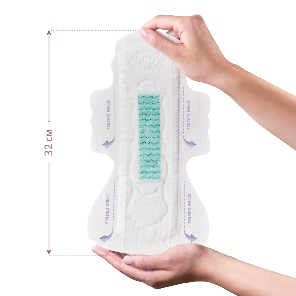 Pectiv The Overnight pad dimensions featuring 4-wing guard system and wider back protection shield.