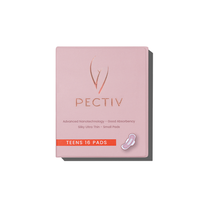 Pectiv The Teens sanitary pads box packaging specially formulated for young girls and first period care.