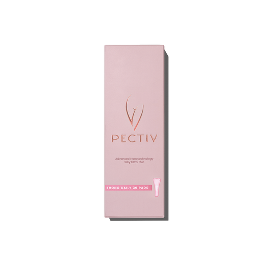 Pectiv The Thongs flexible panty liners box packaging for thong underwear in Malaysia and Singapore.